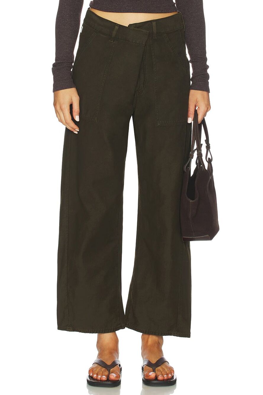 Citizens of Humanity Ines Utility Trouser Womens 24 Black Pants Wide Leg NEW